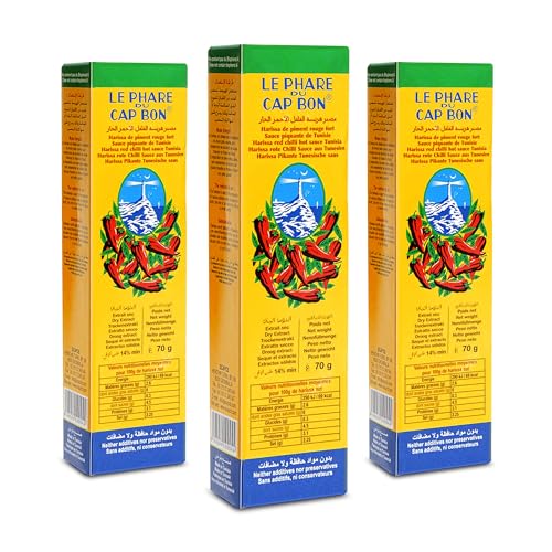 Harissa Paste 3er Set Tunesische Chili-Paste mit Knoblauch Koriander & Kreuzkümmel 3x70g Gewürzpaste für Scharfe Soßen