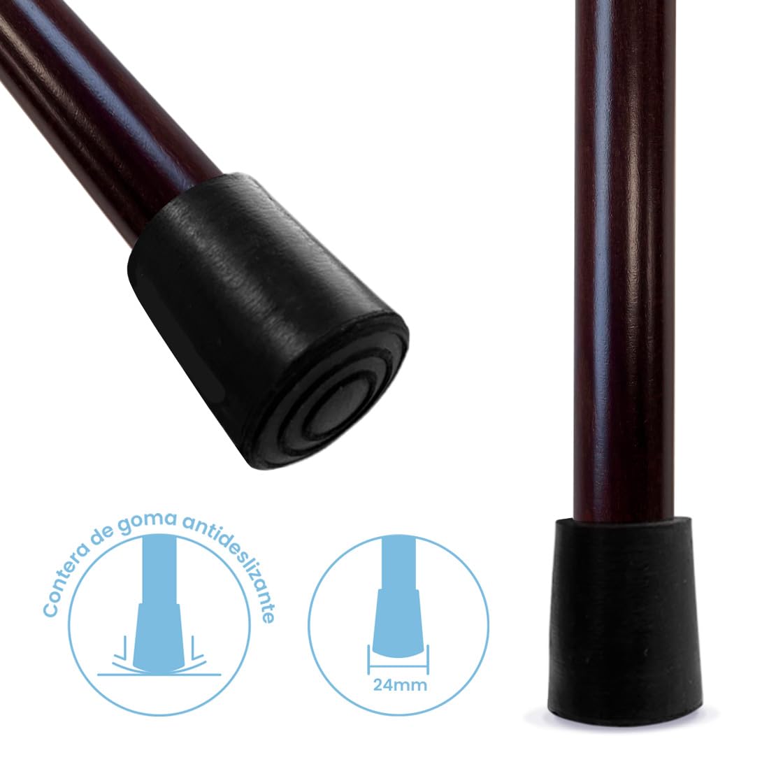 Flexor - Canne de Marche élégante | Poignée Ergonomique méthacrylate Grise | Résistante et légère | Artisanat Bois Durable | Confort Quotidien, Brun, Bois