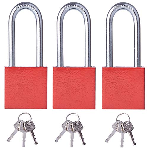 Padlock(3 Pack/30 mm) Individually Keyed Lock Includes 3 Keys Heavy Duty Long Shackle