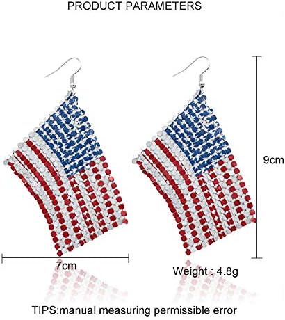 4th of July American Flag Earrings Patriotic Red White Blue USA Drop Dangle Earring,Independence Day Earrings Jewelry for Women (Flag) - Image 7
