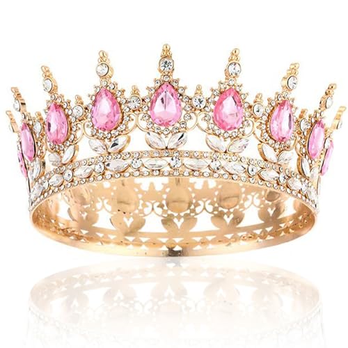 TENGWA Coroa elegante tiara dourada retro tiaras noiva barroco princesa brilhante coroa de Cetro ideal para casamentos aniversários bailes festas temáticas e carnavais, Liga, Sem Pedra Preciosa