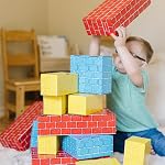 Melissa & Doug Blocs de construction en carton Jumbo Extra-Thick - 40 Blocs dans 3 SizesJumbo Extra-Thick Cardboard Pretend Brick pour le bâtiment