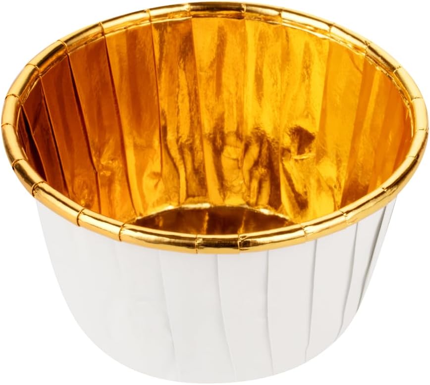 Restaurantware Panificio 3.5 Ounce Baking Cups 500 Greaseproof Foil Cups - Lids Sold Separately Oven-Ready White Foil Paper Muffin Liners Microwavable Disposable