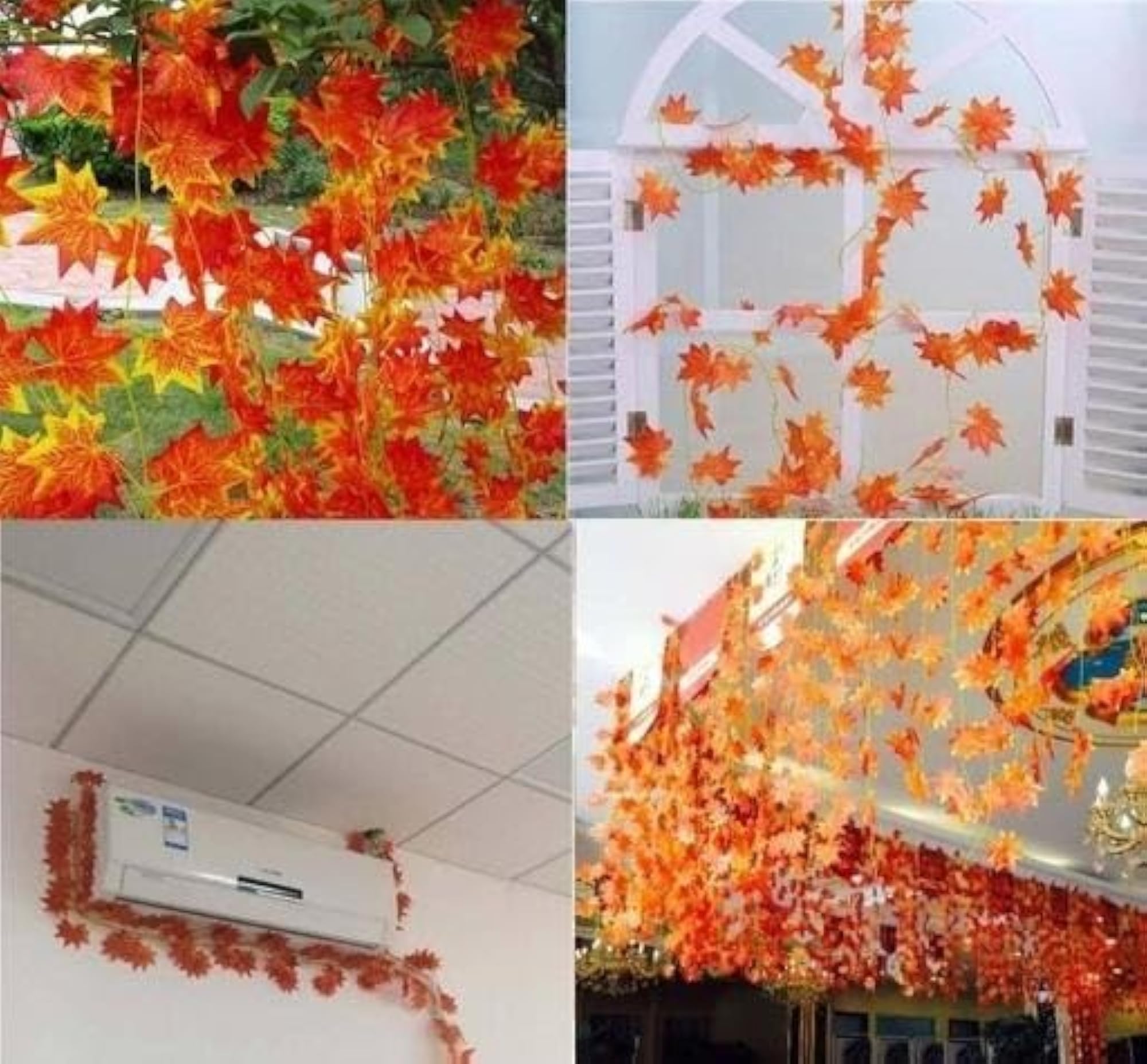 Home Décor Artificial Plant Green and Orange Leaf Creeper Vines