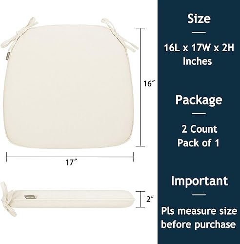 Miniatura 3 de Magpie Fabrics Cojines de silla en forma de U de 17 x 16 x 2 pulgadas con lazos, 2 unidades, para interiores y exteriores, impermeables, para todo