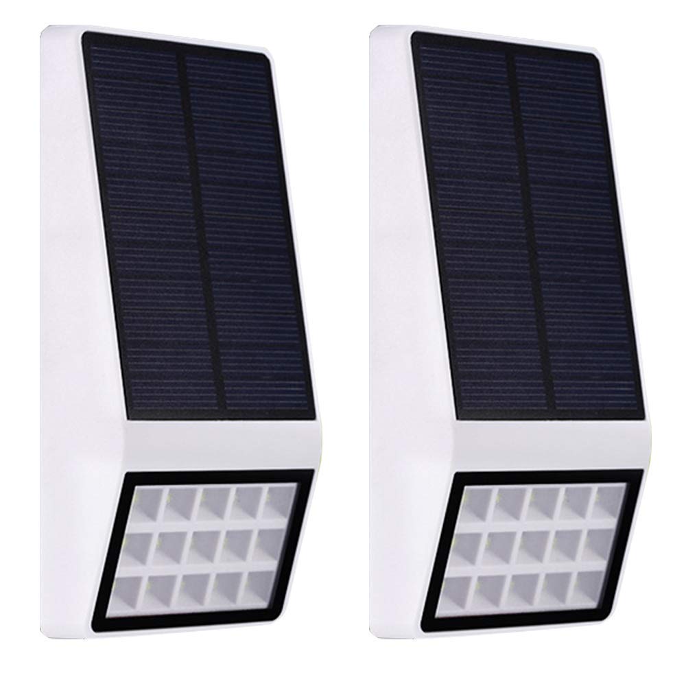 Solarna lampa zewnętrzna Led Solar Wall Light Wodoodporny Dekoracyjna lampa ogrodowa do ogrodzenia, garażu, drzwi 3 tryby Biały 1 opakowanie (biały 2 szt.)