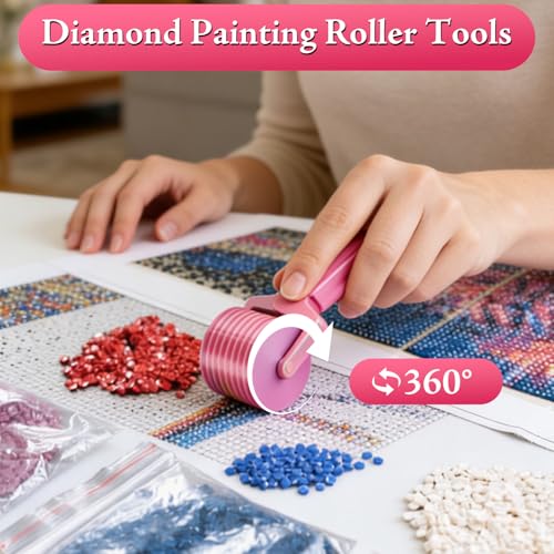 3Pcs Diamond Painting Roller Tool 3D Printed Diamond Art Roller Tools for Smooth Pressing Rhinestone Embroidery Diamond Painting Craft Accessories Kits UK for DIY Handmade Craft Lover Gifts - Image 3
