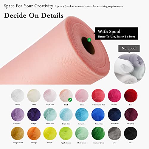 Image of Blush Tulle Fabric Rolls 54 Inch by 40 Yards Tulle Bolt Spool for Wedding Decorations DIY Tutu Baby Shower Table Skirt Ceiling Decor Birthday Party Craft Supplies