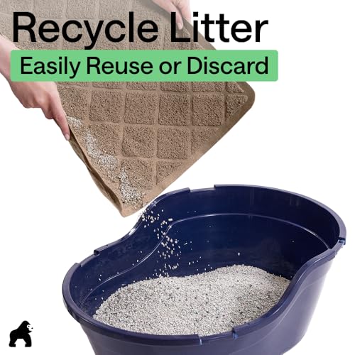 Image of Gorilla Grip Durable Multiple Cat Litter Mat (47x35), XL Jumbo, No Phthalate, Water Resistant, Traps Litter from Box and Cats, Scatter Control, Mats Soft on Kitty Paws (Brown), 1 Count, Plastic