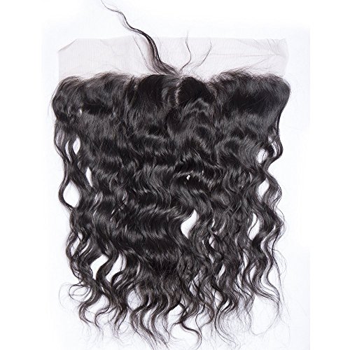 Ali Moda 13x4" Ear to Ear Front Closures Extensions Brazilian Virgin Lace Frontal Closure and Human Hair Water Wave Bleached Knots With Baby Hair Natural Color 18 inches