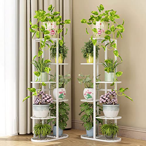 Image of Bee Creative Trendy Luxury Metal 6 Tier 7 Potted Plant Stand Multiple Flower Pot Holder Shelves Planter Rack Storage Organizer Display For Indoor Outdoor Size- Hxl 41X18 Inch