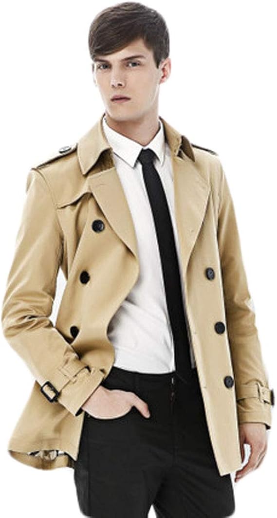 Amazon Habille メンズ 大襟 トレンチコート ショート丈 S M L Xl 2xl 3xl ビジネス 通勤 ベルト付き M ブラック シャツ 通販