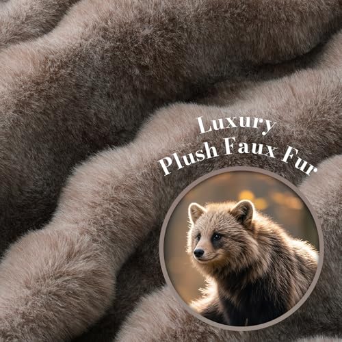 Amélie Home Faux Fur Throw Blanket for Couch, Ultra Soft Fuzzy Plush Bubble Throw for Sofa, Living Room & Home Decor, 50"x60", Cationic Bear Brown by Amélie Home - Image 7