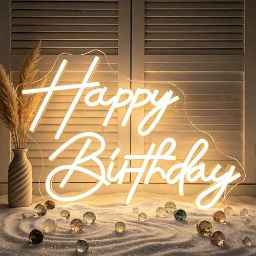 Image of Warm White Neon Sign Led Neon Lights Signs for Wall Decor USB Powered Led Signs for Room Decoration-Happy Birthady