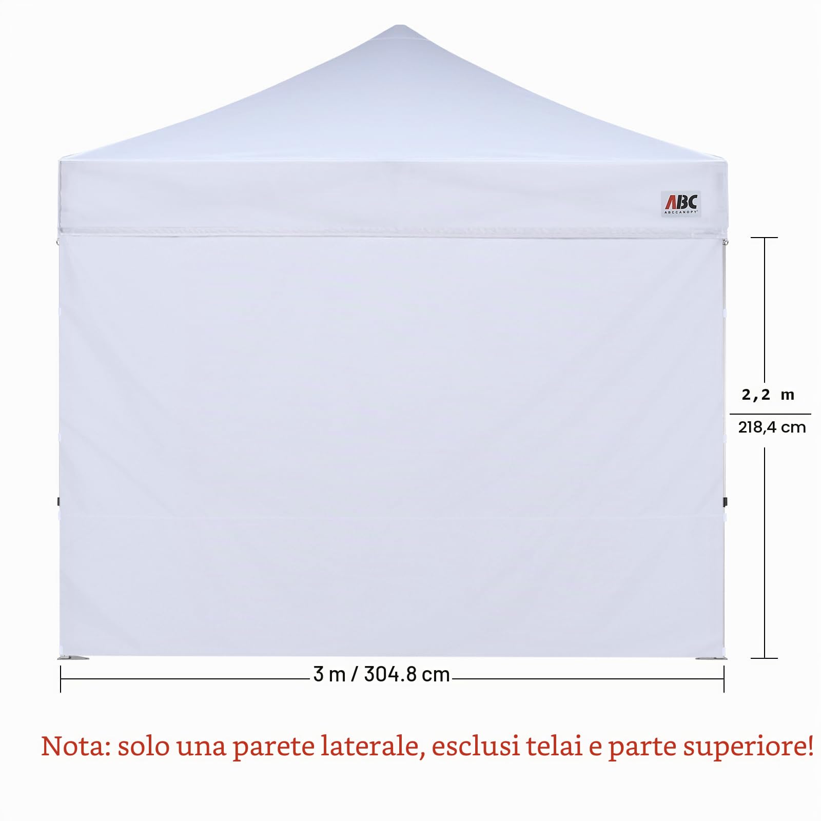ABCCANOPY Pannello laterale per gazebo a gamba dritta 3 x 3 m, 1 confezione solo parete laterale (bianco)