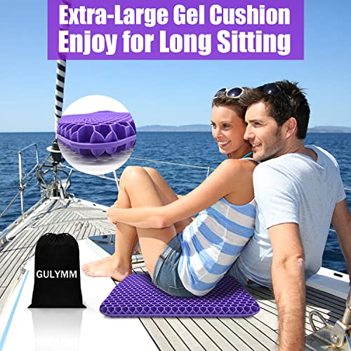 Extra Large Gel Seat Cushion For Long Sitting Double Thick Gel Seat Cushion With Cover Gel Seat Cushion For Pressure Sores Breathable Honeycomb Cushion For Office Chair Wheelchair To Relief Sciatica #TOP1