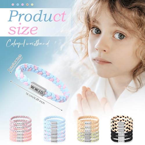 24 Pcs WWJD Bracelets Bulk What Would Jesus Do Weave Rope Christian Wristbands Adjustable Braided Religious Bracelet for Men Women Christmas Church Gifts2