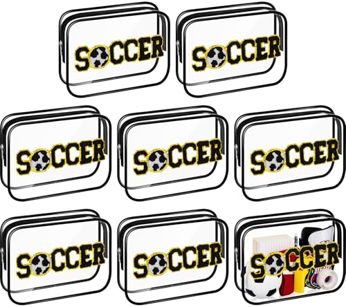 Kacctyen 8 Pcs Clear Soccer Makeup Bag Bulk, Sunscreen Pouch, Black