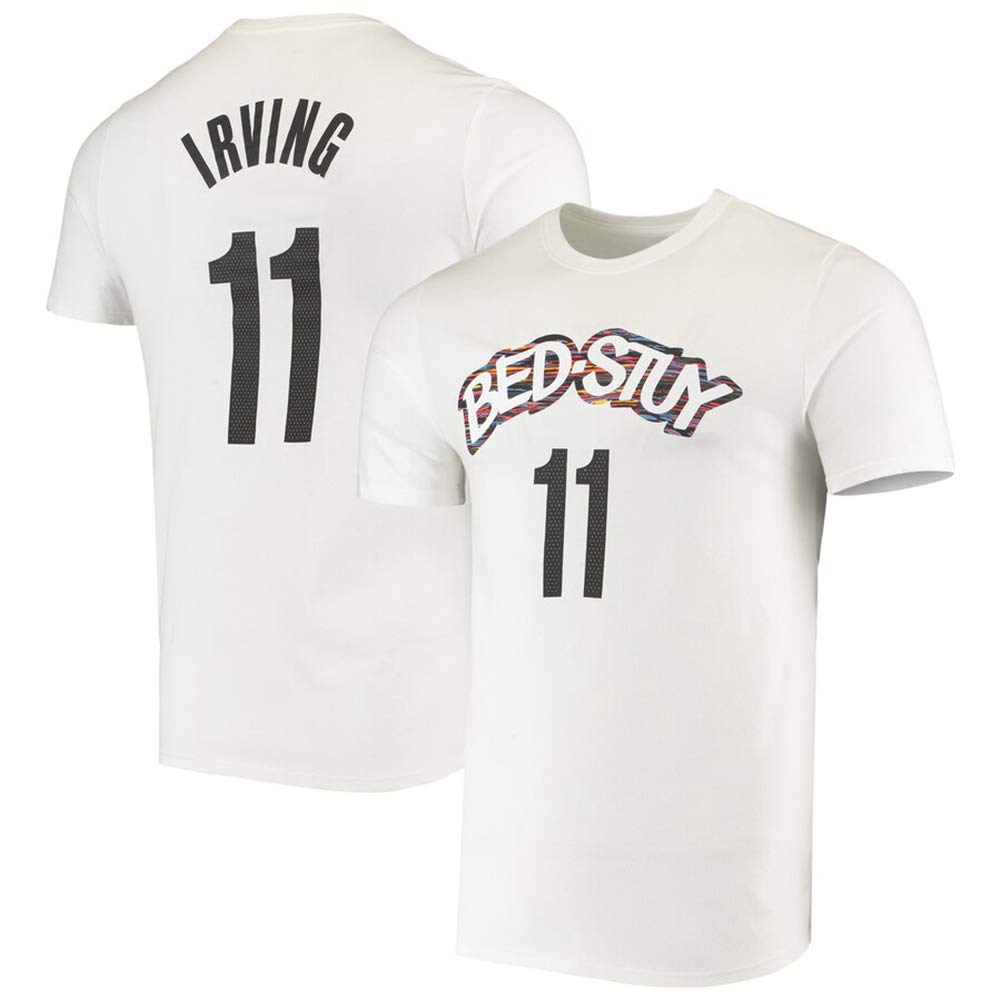 NJN New Jersey Nets Kyrie Irving #11 Basketball Jersey Sweatshirt Cotton  T-Shirt 2020 City Model Short Sleeve Youth Sweatshirt,White 1,S