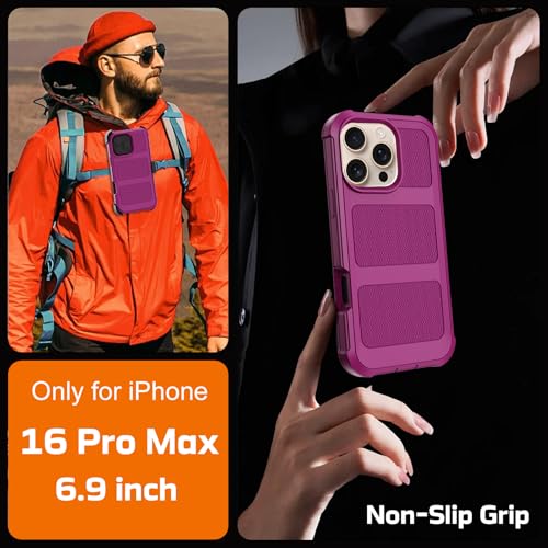 Coque de protection robuste iPhone 16 Pro Max bordeaux finition haut de gamme