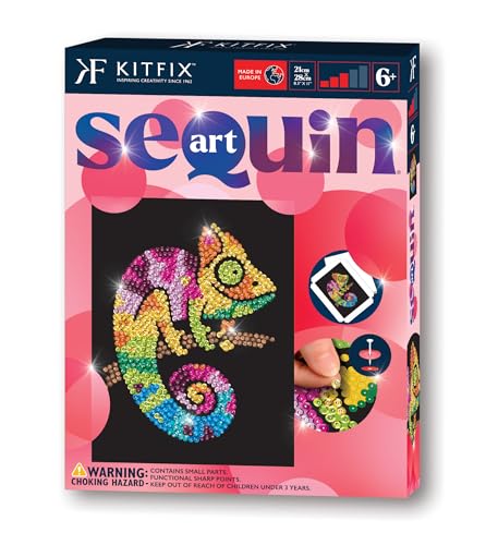 Kitfix - Sequin Art Red - Chameleon - Sequin Picture - 21 x 28 cm - Craft Set for Children and Adults from 6+ - 2525