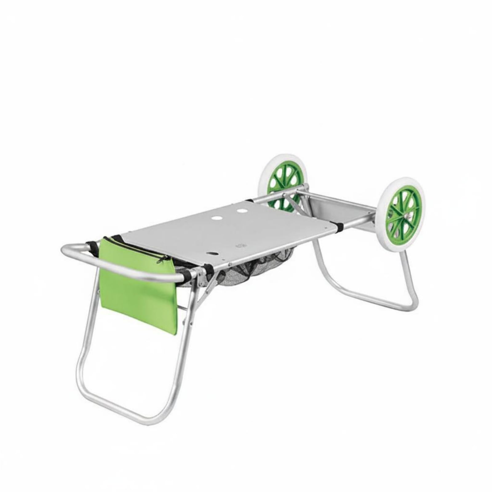 BNF® Collapsible Wagon Carrier Lightweight Portable Beach Carrier Easy to Use Aluminum Beach Wagon for Beachgoers, Campers, Travel, Light Green-image-4