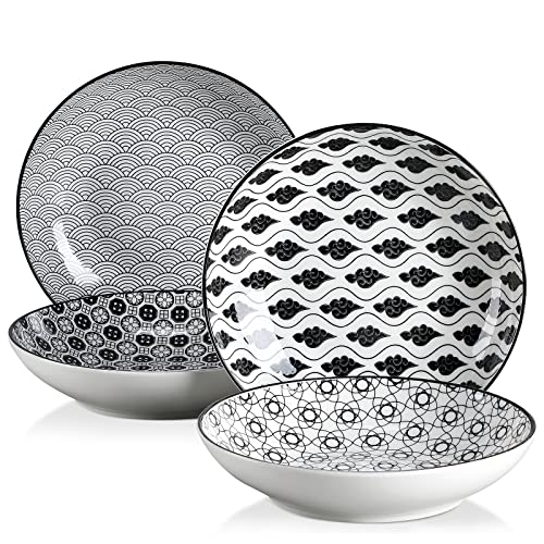 vancasso Haruka Lot de 4 assiettes creuses en porcelaine - Diamètre : 21 cm - 700 ml
