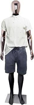73 Inches Male Mannequin Full Body Dress Form Manikin Body with Head Adjustable Mannequins Dress Model Plastic Detachable Mannequins Stand Metal Stand Metal Connector, Black Rose Golden Hands