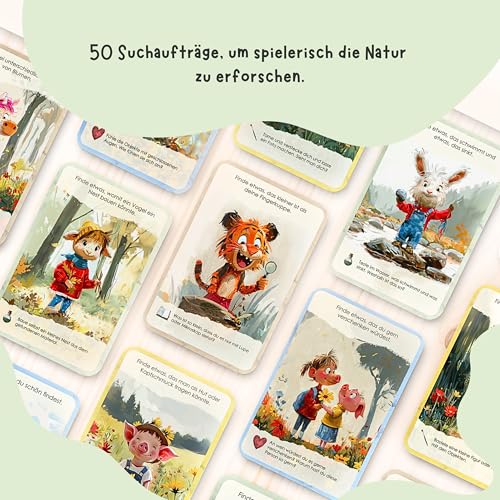 50 Entdeckerkarten für Kinder – Outdoor Schatzsuche und Natur entdecken I Spannendes Suchspiel I Lernspiel & Geschenk für Mädchen und Junge I Spiele ab 4, 5, 6, 7, 8 Jahre