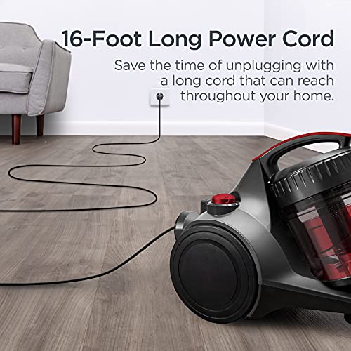 Eureka Bagless Canister Vacuum Cleaner, Lightweight Vacuum for Home, Red - image 8