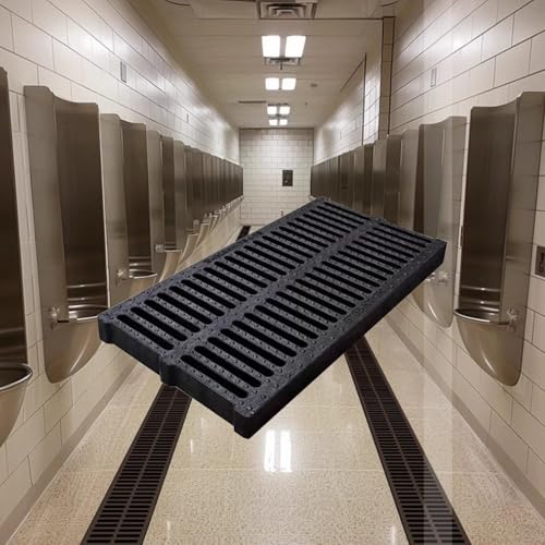 Channel Drain High Polymer Sewer Drainage Grates/Gutter Cover, Cuttable Rectangular Well Cover, Channel Drain Grating for Yard Driveways Garage Plazas Restrooms(50x25x3cm/19.7x9.8x1.2in)