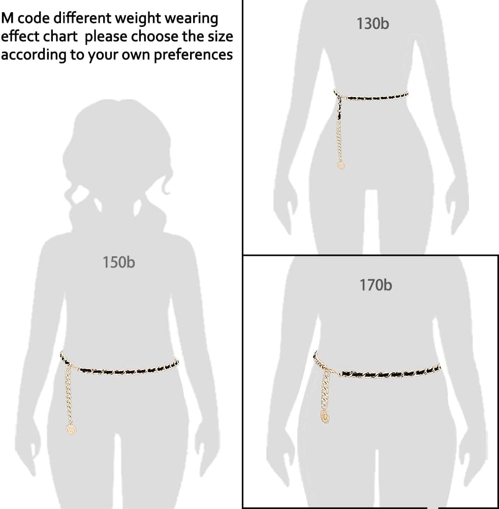 Leather Chain Belts for Women Girls, Layered Body Chain Belts Metal Waist Chain for Dress Vest Jeans - Image 6