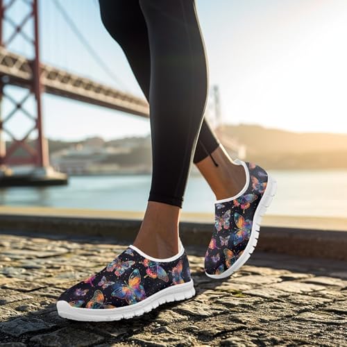 Image of Hummingbird Floral Print Lightweight Walking Shoes for Women Mesh Casual Sneakers Size 5-10.5