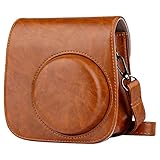 Blummy PU Leather Camera Case Compatible with Fujifilm Instax Mini 11/ Mini 9/ Mini 8 Instant Camera with Adjustable Strap and Pocket (Brown)