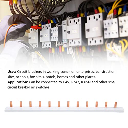 Circuit Breaker Buss Bar Power Distribution Block Bus Bar Combing Terminal Block Pure Copper PVC for Schools Hospitals Hotels Home(04)