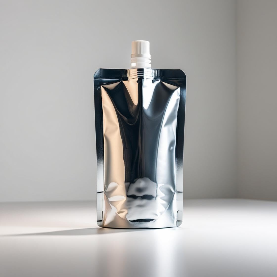 Glossy Silver Spout Pouch for Hot and Cold Beverages | Hot Tea Coffee Delivery and Takeaway Pouch | Handwash, Liquid Detergent LDPE Storage Pouch with Cap (1000 ML, 20, count)
