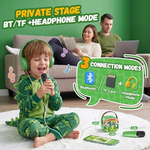 Image of YLL Karaoke Machine for Kids, Portable Mini Speaker with 2 Wireless Microphones, Kids Toy Gifts for Boys Ages 3, 4, 5, 6, 7, 8, 9, 10+ Years Old, 4-12th Birthday Singing Home Family Party