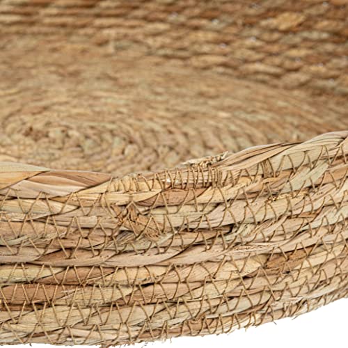 Household Essentials Round Flexible Hand-Woven Cattail Tray, Natural #TOP6