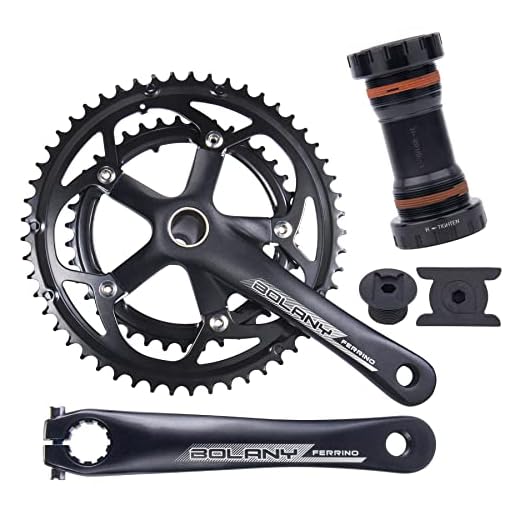 BOLANY 170mm Bike Crankset Hollow Integrated Double Speed Round Chainring 130BCD 8S/9S Fit for Road Bike with Bottom Bracket 39/53T Chainring