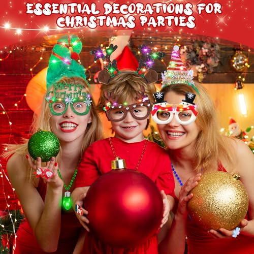 Hiboom 18 Pcs Christmas Light up Party Favors Headbands Necklaces Glasses by Hiboom - Used condition - Image 2