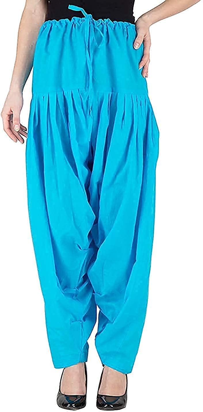 Prabha creations Women's Loose fit Cotton semi Patiyala Salwar White