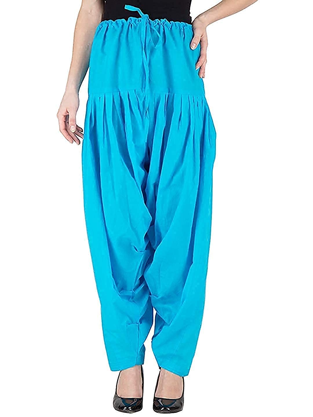 Prabha creations Women's Loose fit Cotton semi Patiyala Salwar White