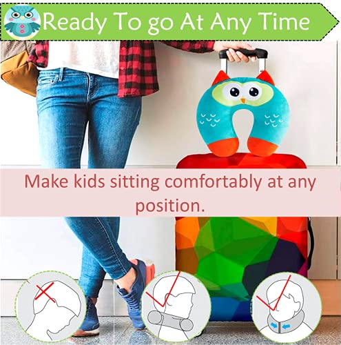 Little Grape Land Kids Travel Pillow For Boys Girls, U Shape Neck Pillow For Kids, Cute Cartoon Travel Sleeping Essentials, Comfortable Kids Neck Pillow Perfect For Car Airplane - Blue Owl #TOP7
