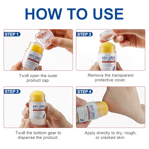2PCS Urea Cream Stick 60% plus 2% Salicylic Acid, Urea Foot Cream for Dry Cracked Heels, Foot Lotion Stick for Rough Thick Dry & Cracked Skin, Maximum Strength Moisturizer,Foot Moisturiser - Image 6