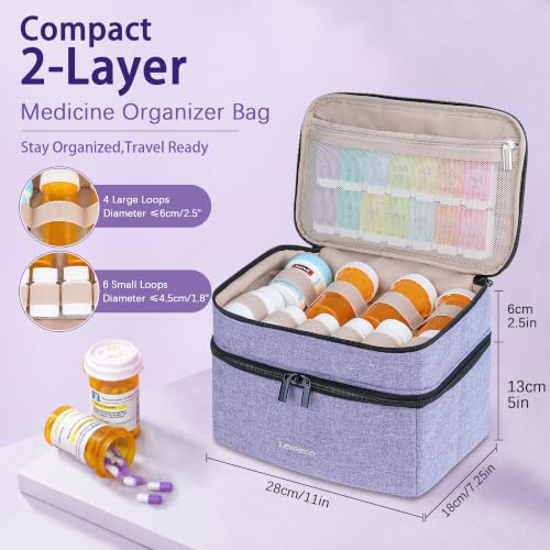 Image of Lexeeco Dual Layers Medicine Pill Bottle Organizer Bag with Lockable Zipper
