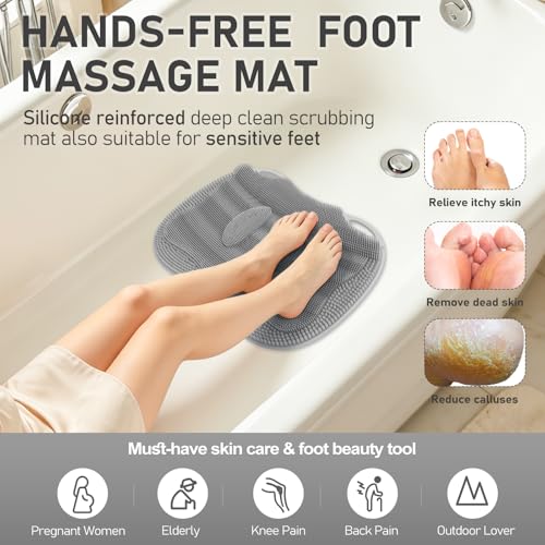 Mabnuby Shower Foot Scrubber Mat in Shower, XL Silicone 3D Feet Bath Washer - image 5