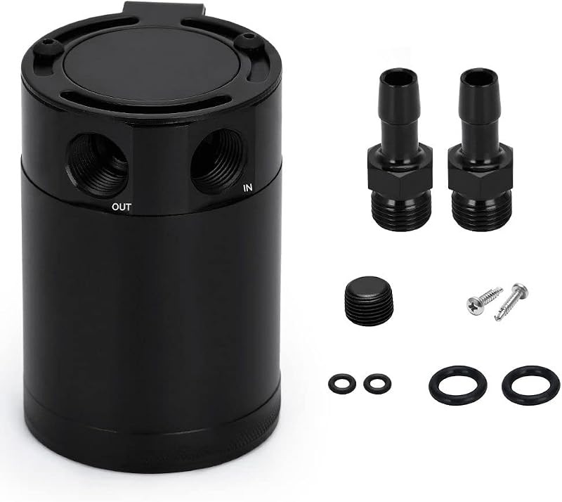 Reservatório Separador de Óleo com Defletor PQY 2 Portas em Alumínio 100 mL – Kit Universal