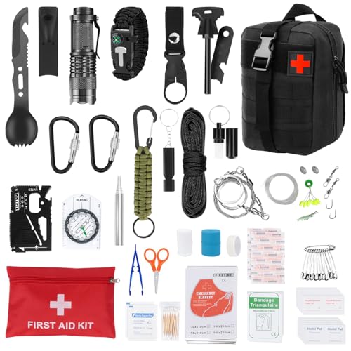 QLOUNI 69 PCS 30 in 1 Survival Kit Professional Outdoor Home Emergency Kit Outdoor Equipment Survival Equipment for Camping, Bush, Hiking, Hunting, Adventure QLOUNI 69 PCS 30 in 1 Survival Kit Professional Outdoor Home Emergency Kit Outdoor Equipment Survival Equipment for Camping, Bush, Hiking, Hunting, Adventure