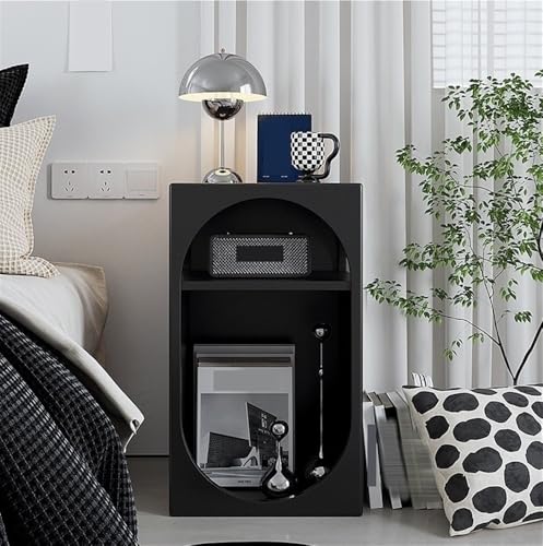 ZYCHSJXA Nachttisch, Massivholz-Nachttisch, 2-stöckiges Landhausbett Ablagefächern, kompakter Beistelltisch für Schlaf- und Wohnzimmer, Schwarze...