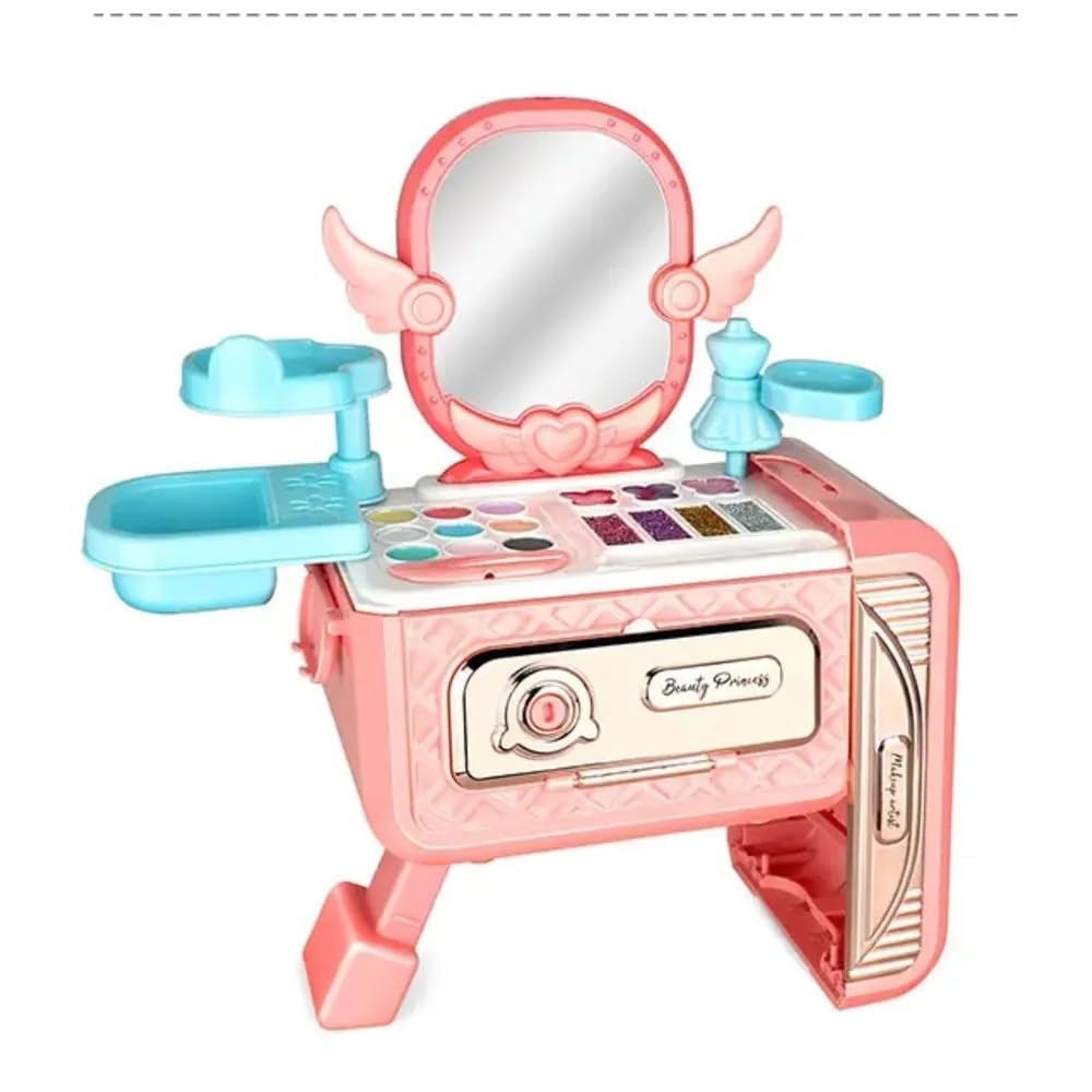 SparkBucket Kidseauty Makeup kit Convertible Dressing Table Suitcase with Multicolor Pretend Play Accessories, Role Play toyetor Girls